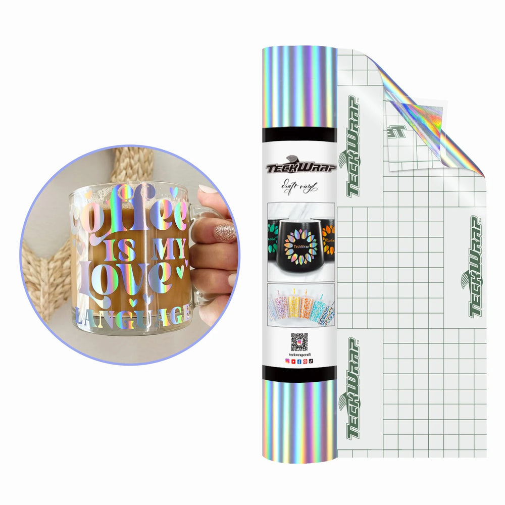 Teckwrap Bubble Free Glossy Holographic Rainbow Silver Adhesive Vinyl