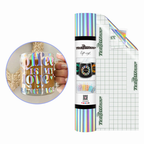 Teckwrap Bubble Free Glossy Holographic Rainbow Silver Adhesive Vinyl