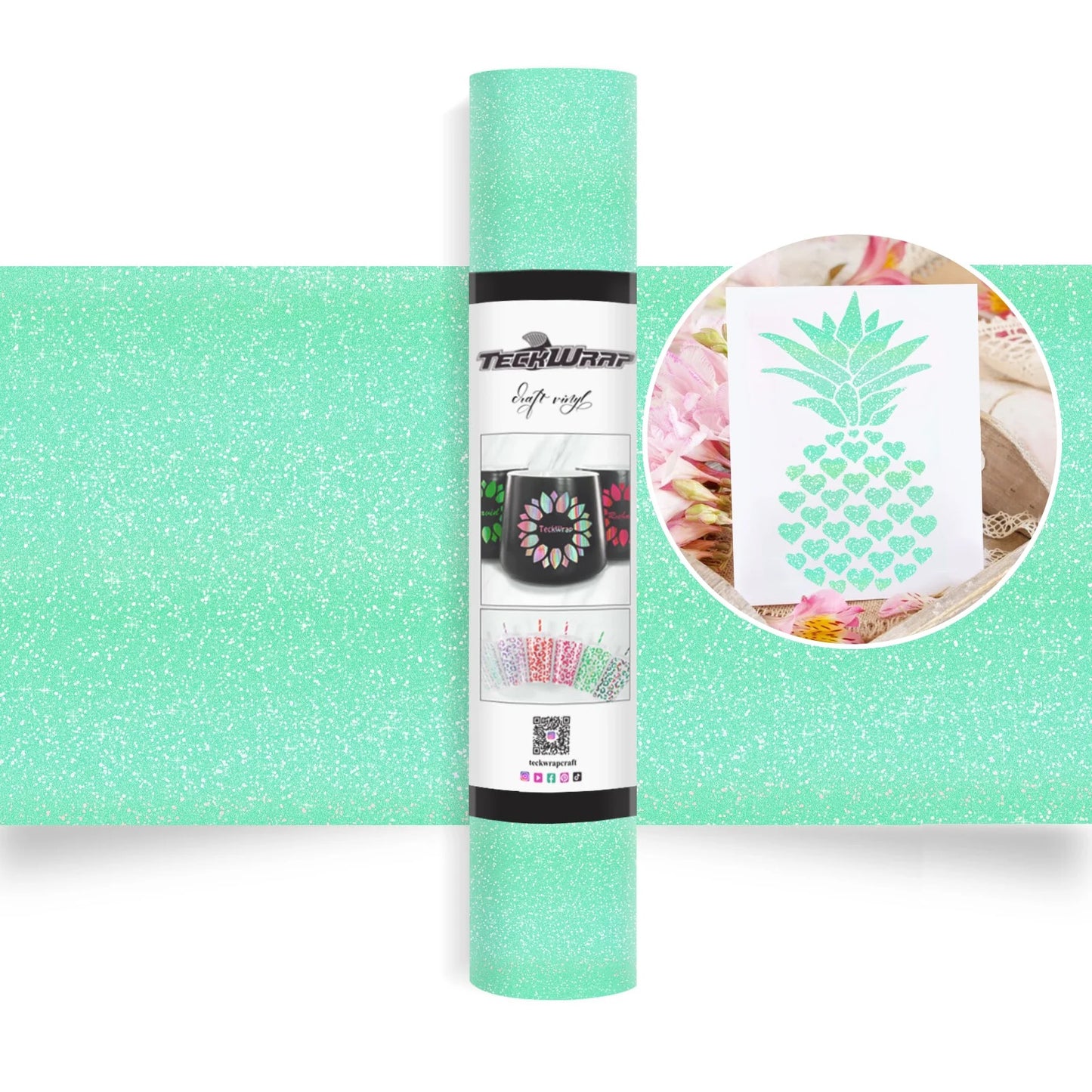 Teckwrap Colourful Mint Glitter Adhesive Vinyl - 5ft