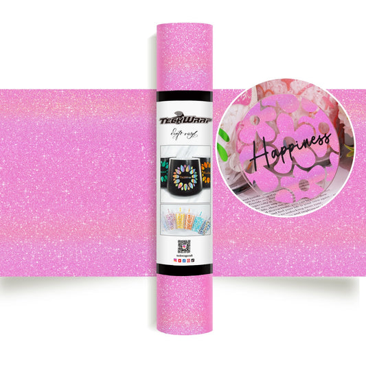 Teckwrap Colourful Pink Glitter Adhesive Vinyl - 5ft