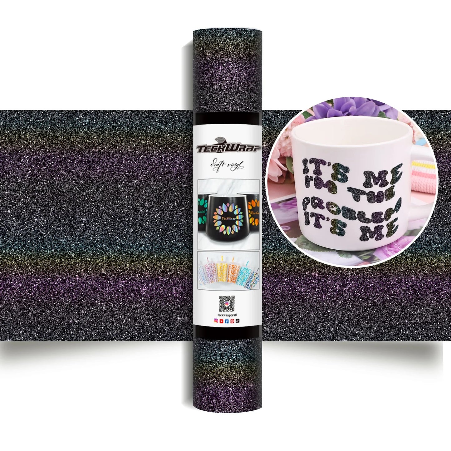 Teckwrap Colourful Mystery Glitter Adhesive Vinyl - 5ft