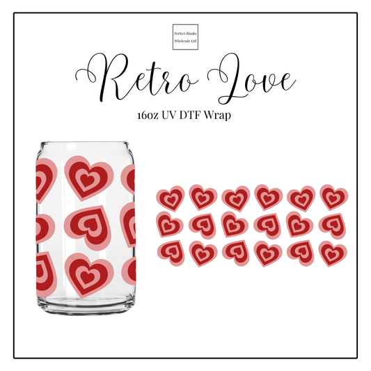 Retro Hearts 16oz UV DTF