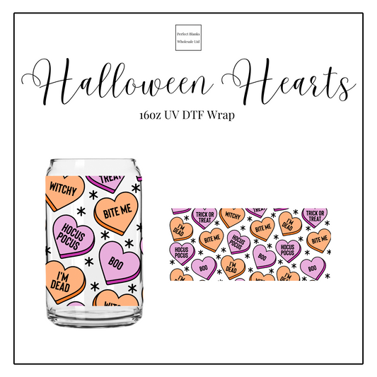 Halloween Hearts 16oz UV DTF