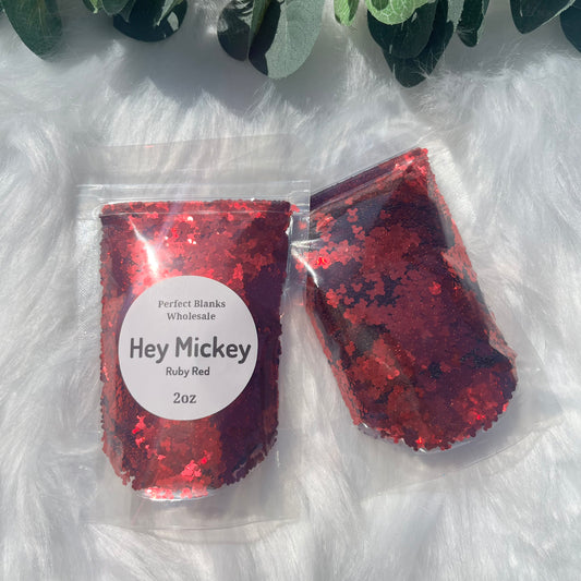 Hey Mickey - Ruby Red - Glitter Shapes