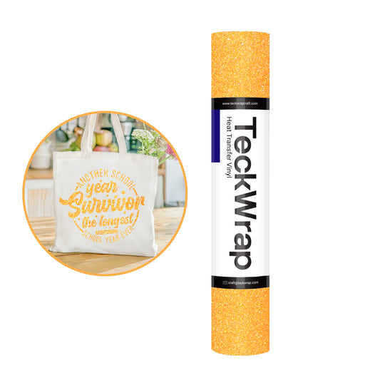 Teckwrap Fancy Glitter Neon Orange HTV - 5ft