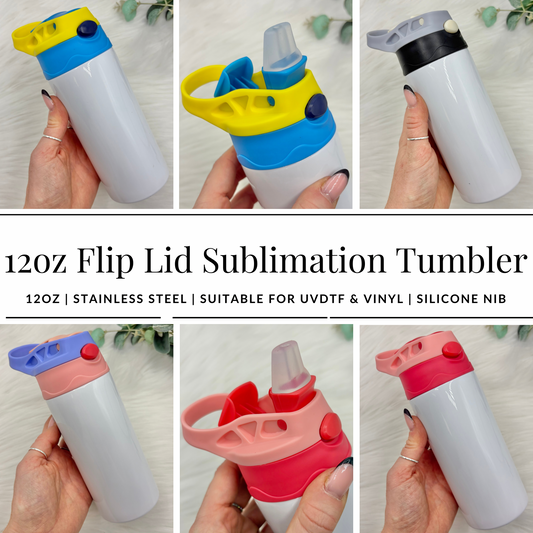 12oz Flip Lid Sublimation Bottle