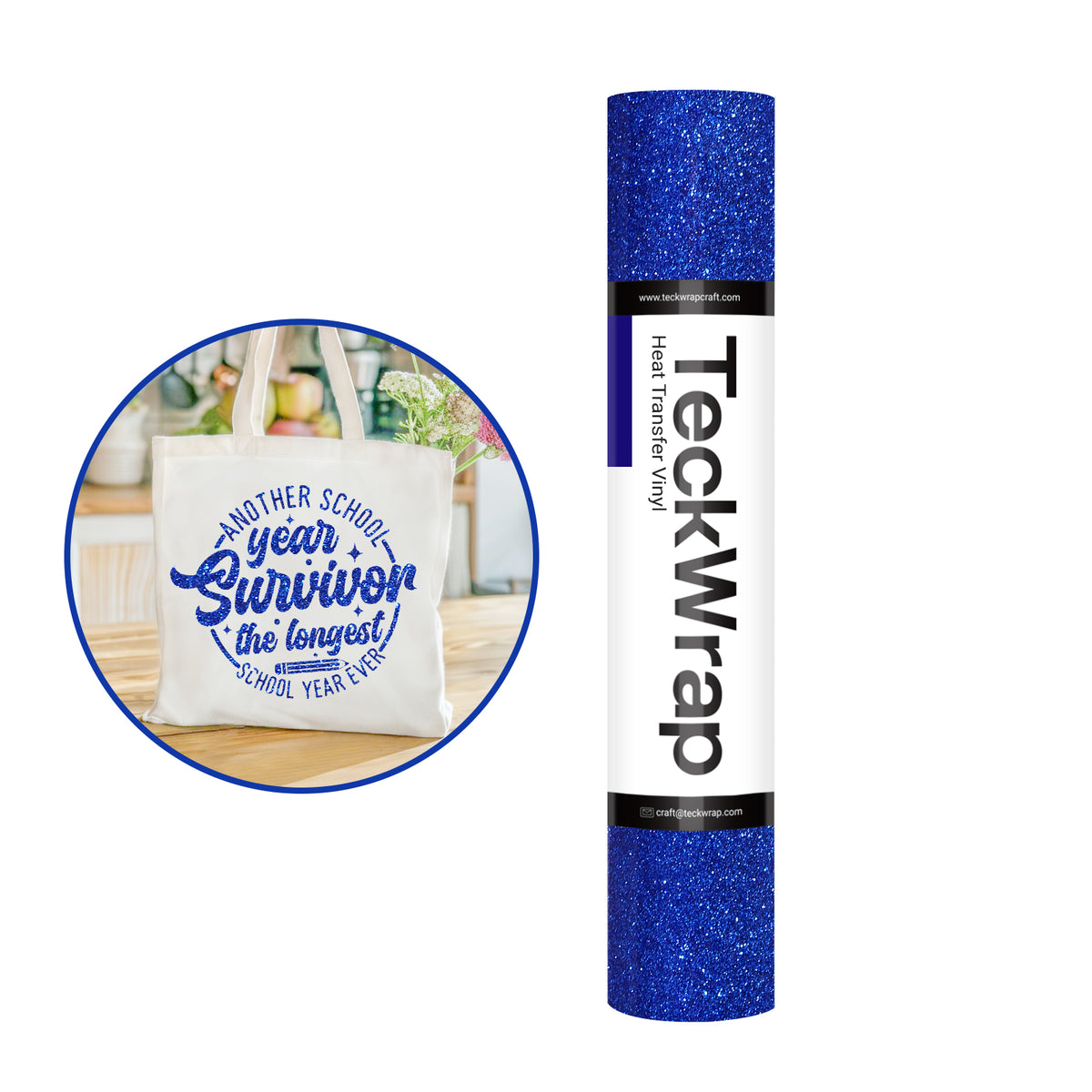 Teckwrap Fancy Glitter Royal Blue HTV - 5ft