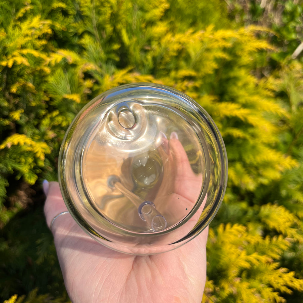 15oz Double Walled Snowglobe Glass Can With Bamboo Lid